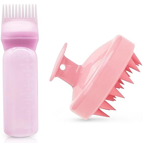 Ezranova 2 Stück Haaröl Applikator, Wurzelkamm Applikator Flasche und Haare Massagebürste, Hair Oil Applicator Bottle - Zuverlässiges Haarstyling Werkzeug für Haarfärbemittel Färbung von Ezranova