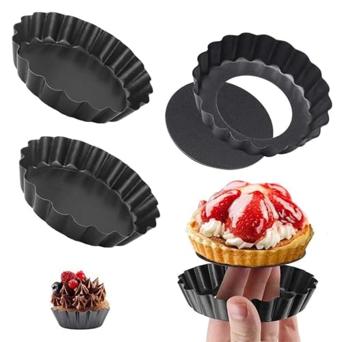 Ezranova 4 Stück Mini Tart Dosen, Quiche Dosen mit loser Basis, Cheesecake Formen, Flane Fall, Mini Kuchen, Quiche Geschirr, Anzug zum Backen und Kochen Ezranova 4 Stück Mini Tart Dosen, Quiche Dosen mit loser Basis, Cheesecake Formen, Flane Fall, Mini Kuchen, Quiche Geschirr, Anzug zum Backen und Kochen von Ezranova