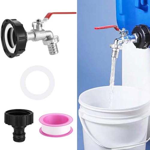 Ezranova IBC Auslaufhahn, Tankhahn Alloy Kugelhahn mit 3/4 Zoll Anschluss IBC Adapter für Wassertankhahn, Regenwassertank IBC Tank Zubehör Ezranova IBC Auslaufhahn, Tankhahn Alloy Kugelhahn mit 3/4 Zoll Anschluss IBC Adapter für Wassertankhahn, Regenwassertank IBC Tank Zubehör von Ezranova