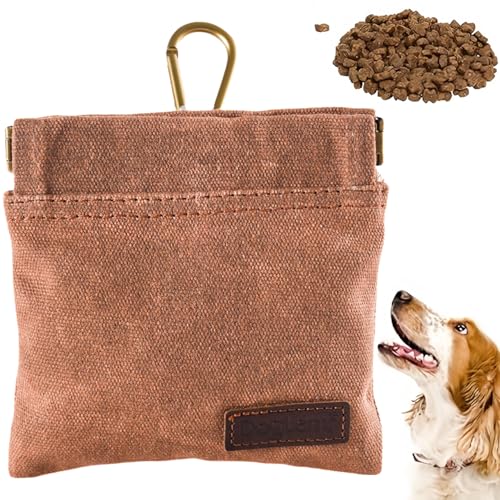 Ezranova Leckerli-Tasche für Hunde, freihändiges Training, mit automatisch schließendem Deckel und Karabiner, wasserdichte Snack-Tasche für kleine Haustiere, für Spaziergänge mit Welpen, Braun Ezranova Leckerli-Tasche für Hunde, freihändiges Training, mit automatisch schließendem Deckel und Karabiner, wasserdichte Snack-Tasche für kleine Haustiere, für Spaziergänge mit Welpen, Braun von Ezranova