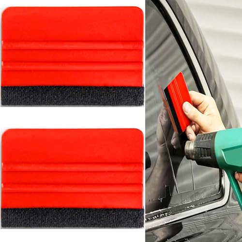Rakel Set Auto Folienrakel Set mit Filzkante Folierungs Werkzeug von Fliesenaufklebern, Autofolien, Möbelfolien, Schutzfolien, Wandtattoos 2 Stück (rot) von Ezranova