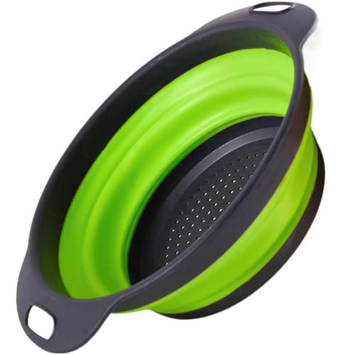 Silikon Klappbarer Kolander Sieb,Klappbarer Sieb Küchensiebe, Kolander Silikon,Gemüse Früchte Ablaufkorb,zum Ablaufen von Pasta Früchte Gemüse Kolander (Grün) von Ezranova