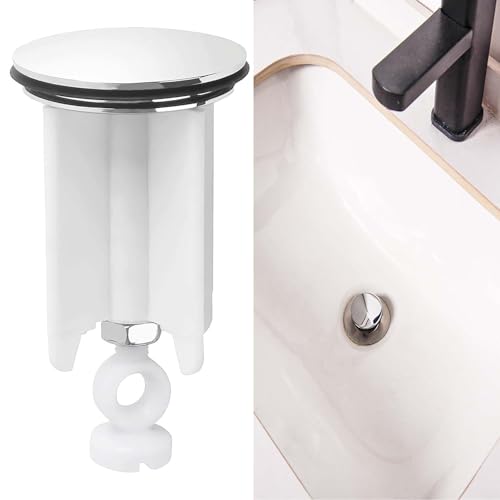 Universeller Pop-up-Ablaufstopfen, Durchmesser, verstellbare Spülbeckenstopfen, Pop-up-Stopfen, hochglanzverchromt (40 mm) von Ezranova