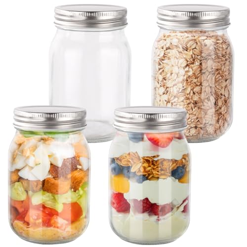 Ezvsevuo 4stk. Mason Jar, Einmachgläser 500ml mit Schraubdeckel, Marmeladengläse Overnight Hafergläser Mealprep Gläser, Schraubgläser mit Deckel für Eingelegtes, Marmelade, Honig, Joghurt Ezvsevuo 4stk. Mason Jar, Einmachgläser 500ml mit Schraubdeckel, Marmeladengläse Overnight Hafergläser Mealprep Gläser, Schraubgläser mit Deckel für Eingelegtes, Marmelade, Honig, Joghurt von Ezvsevuo