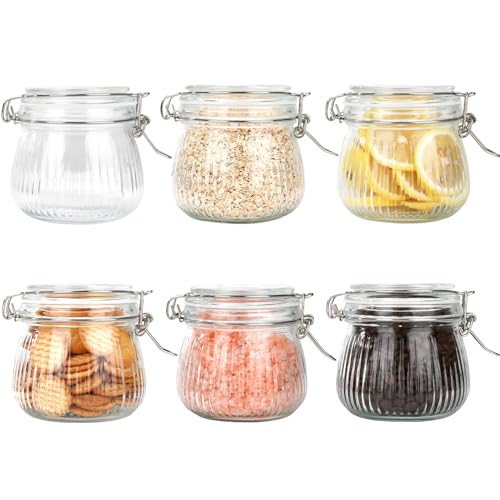 Ezvsevuo 6er Set Einmachgläser mit Bügelverschluss - 500ml Gläser mit Drahtbügel Vorratsgläser mit Deckel Luftdicht, Einmachgläser zum Aufbewahren für Zucker, Müsli, Kaffeebohnen, Gewürzen von Ezvsevuo
