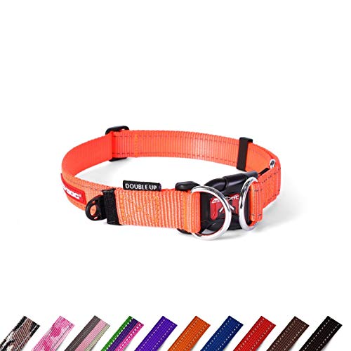 EzyDog Double Up Halsband, blaze orange, Medium (29cm - 40cm) von EzyDog