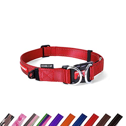 EzyDog Double Up Halsband, rot, Medium (29cm - 40cm) von EzyDog