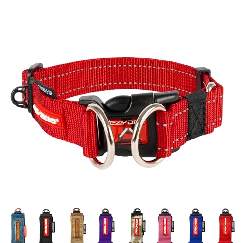 EzyDog Double Up Halsband, rot, Medium (29cm - 40cm) von EzyDog