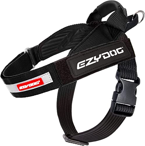 EZYDOG Express Hundegeschirr | Hundegeschirr für kleine, mittelgroße und große Hunde, abgewinkeltes, ergonomisches Design, geformter Griff, leicht zu lösende Seitenschnalle (XL, Schwarz) von EzyDog