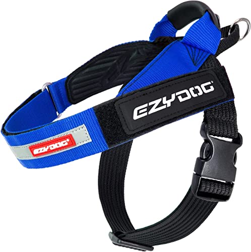 EZYDOG Express Hundegeschirr | Hundegeschirr für kleine, mittelgroße und große Hunde, abgewinkeltes, ergonomisches Design, geformter Griff, leicht zu lösende Seitenschnalle (XS, Blau) von EzyDog