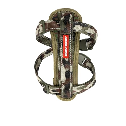 EzyDog Hundegeschirr Auto mit Sicherheitsgurt, Brustgeschirr Hund, Sicherheitsgeschirr Hund, 'Chest Plate' Geschirr für Kleine, Mittelgroße und Große Hunde, Reflektierend, Gepolstert (S, Camo) von EzyDog