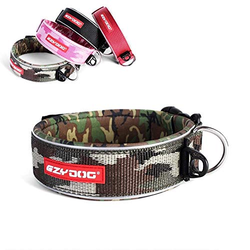 EzyDog Halsband Hund Breit, Breites Hundehalsband für Große Hunde - Neo Wide - Neopren Gepolstert, Reflektierend, Wasserfest (2XL, Camo) von EzyDog