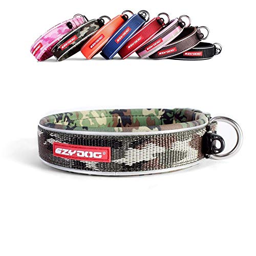 EzyDog Hundehalsband für Große, Mittelgroße, Mittlere & Kleine Hunde - Halsband Hund Neopren Gepolstert, Wasserfest, Reflektierend (M, Camo) von EzyDog