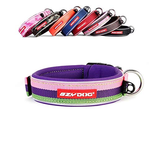 EzyDog Hundehalsband für Große, Mittelgroße, Mittlere & Kleine Hunde - Halsband Hund Neopren Gepolstert, Wasserfest, Reflektierend (S, Bubblegum) von EzyDog