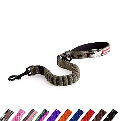 EzyDog Hundeleine für Große, Mittelgroße Hunde - Elastische Leine mit Bungee Ruckdämpfer - 'Zero Shock' Leine für Hunde - Hunde Leine Stabil, Reflektierend (64cm, Camo) von EzyDog