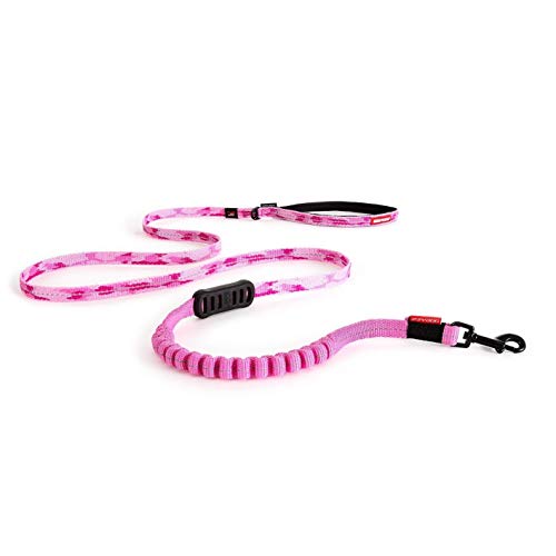 EzyDog Hundeleine für Kleine Hunde - Elastische Leine mit Bungee Ruckdämpfer - 'Zero Shock' Leine für Hunde - Hunde Leine Stabil, Reflektierend (180cm, Rosa Camo) von EzyDog