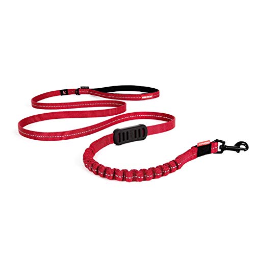 EzyDog Hundeleine für Kleine Hunde - Elastische Leine mit Bungee Ruckdämpfer - 'Zero Shock' Leine für Hunde - Hunde Leine Stabil, Reflektierend (180cm, Rot) von EzyDog