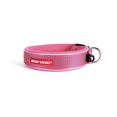 EzyDog Hundehalsband für Große, Mittelgroße, Mittlere & Kleine Hunde - Halsband Hund Neopren Gepolstert, Wasserfest, Reflektierend (XS, Rosa) von EzyDog