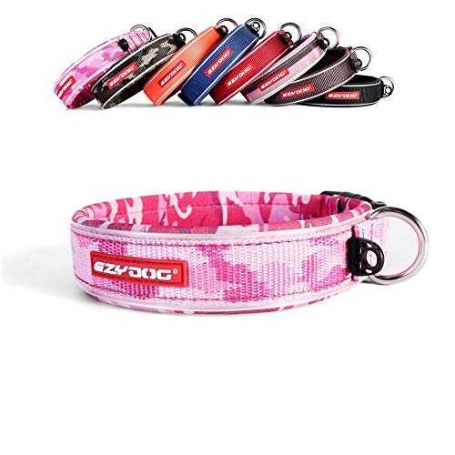 EzyDog Hundehalsband für Große, Mittelgroße, Mittlere & Kleine Hunde - Halsband Hund Neopren Gepolstert, Wasserfest, Reflektierend (L, Rosa Camo) von EzyDog