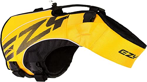 EzyDog Premium Schwimmweste Hund, DFD X2 Hundeschwimmweste, Schwimmwesten für Kleine, Mittelgroße und Große Hunde, Rettungsweste mit Griff (2XS, Gelb) von EzyDog