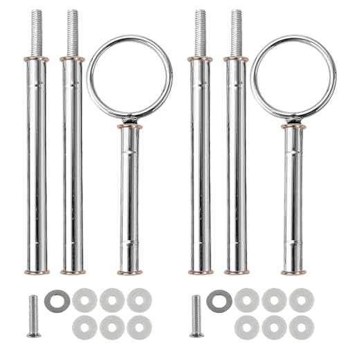 Ezydka 2 Sets Etageren Stangen Set Ø 1cm Etagere Bausatz, Etagere stangen Set Edelstahl Etagerenhalter mit Schrauben und Unterlegscheiben, Silber, 2 bis 3 Etage von Ezydka