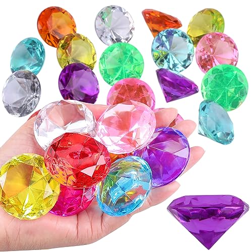 Ezydka 30 Stück Edelsteine für Kinder 30mm Diamanten Kinder, Acryl Diamanten Deko Bunt, Edelsteine Kinder Groß Spiel Diamanten für Vasen, Tischdeko, Party Mitgebsel, Hochzeit von Ezydka