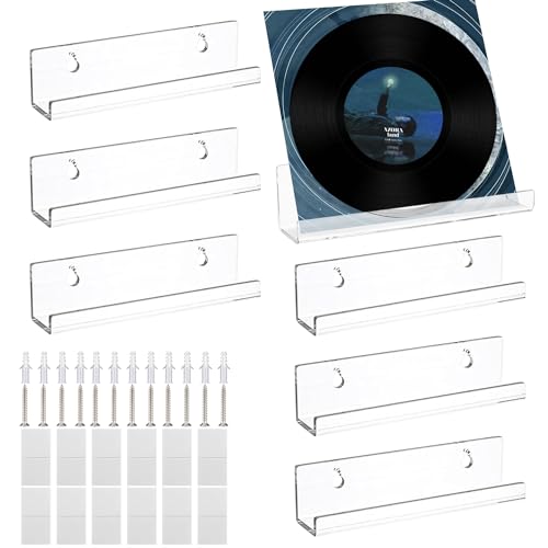 Ezydka 6 Stück Schallplattenständer 10 x 3,5 x 3 cm Schallplatten Wandhalterung Vinyl Schallplattenregal Acryl Schallplatten Display Ständer Vinyl Holder für Platten Fotoalbum und Sammlerstücke von Ezydka