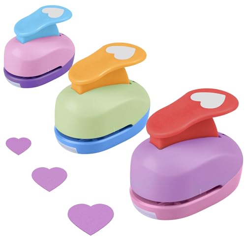 Ezydka Creative Motivstanzer Herz 3 Stück Papierstanzer Stanzer Set, Lochstanzer Papier für Basteln, Scrapbooking, Geschenkanhänger(8mm 15mm 25mm) von Ezydka