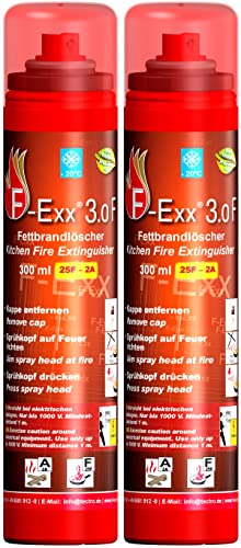 F-Exx 3.0 F - Fettbrand- und Festbrand-Feuerlöscher für Haushalt und Küche im 2er-Pack (Made in Germany) von F-Exx