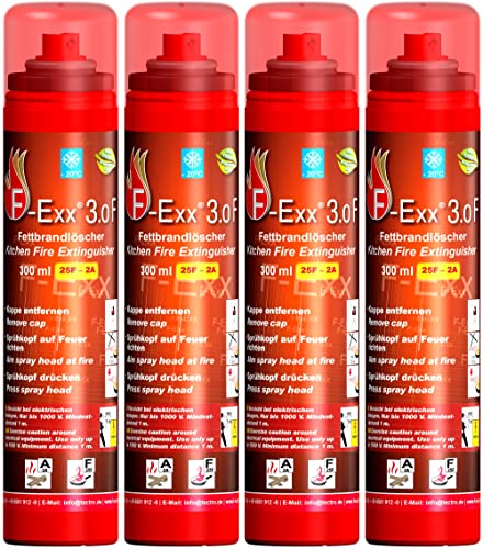 F-Exx 3.0 F - Fettbrand- und Festbrand-Feuerlöscher für Haushalt und Küche im 4er-Pack (Made in Germany) von F-Exx