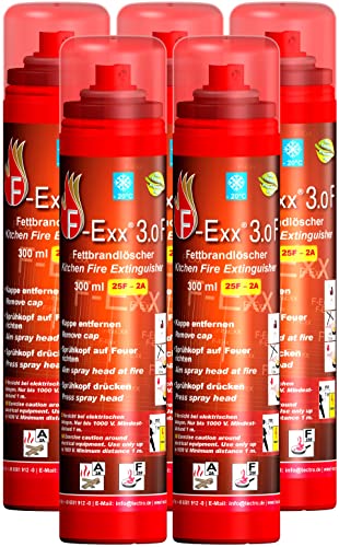 F-Exx 3.0 F - Fettbrand- und Festbrand-Feuerlöscher für Haushalt und Küche im 5er-Pack (Made in Germany) von F-Exx