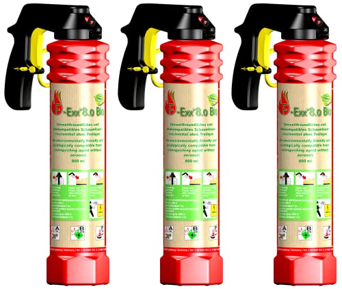 F-Exx 8.0 Bio - Der umweltfreundliche Allround-Feuerlöscher ohne Treibgas im 3er-Pack inkl. Wandhalterung (Made in Germany) von F-Exx