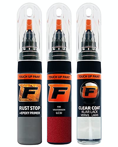 FIRANTO Lackstift Autolack Reparaturset für VW/Volkswagen LC3J Kings Red - 3-in-1 Autolack Kratzer Reparaturstift 15ml Grundierung, Klarlack von F FIRANTO