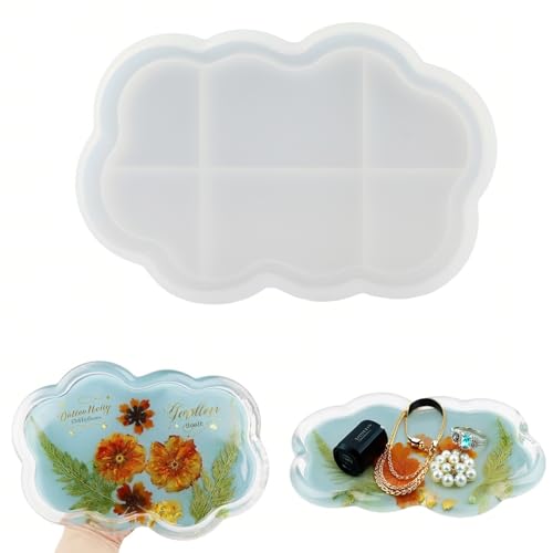 Silikonform in Wolkenform, Silikonharz-Tablett-Formen für Schmuck, Schmuckschale, Aufbewahrungsbehälter, Tablett-Formen für Harz, Ton, Gips, Beton von F FYJS