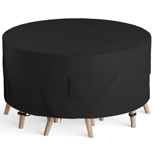 F Fellie Cover Runde Abdeckung Gartenmöbel Winterfest Abdeckplane Gartenmöbel 239 x 80cm Gartenmöbel Abdeckung Wasserdicht Abdeckhaube Gartenmöbel Anti-UV Gartenmöbel Abdeckung 420D Oxford Gewebe von F Fellie Cover