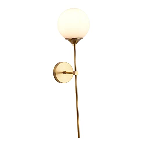 F Fityle 1 Licht Wandleuchte Gold Moderne Wandleuchte Kugelglasschirm Wandleuchte mit langem Arm für Schlafzimmer von F Fityle