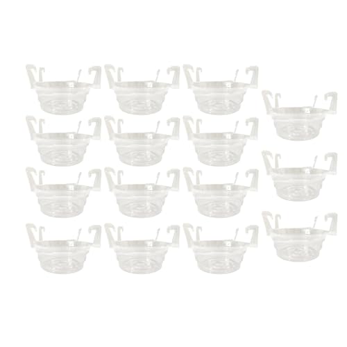 F Fityle 15x Blumentopf-Tablett mit Haken, durchsichtige Pflanzenuntersetzer, Pflanzschalen für den Garten, Hängekörbe, Tropfschalen für drinnen und draußen, 6inch von F Fityle