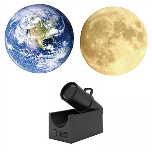 F Fityle 2X Erde Mond Projektionslampe, USB Projektor Licht, 3D Mond Erde Projektion Led Lampe, 2 In 1 Projektor Erde Mond Lampe, Kreative Atmosphäre Nachtlampe Stimmungslichter für Schlafzimmer von F Fityle