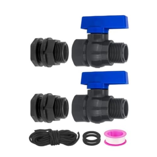 F Fityle 2X Regenfass-Set, Gartenschlauch-Absperrventil, 3/4 Zoll Gartenschlauch-Gewinde, Kugelhahn für Schwimmbad von F Fityle
