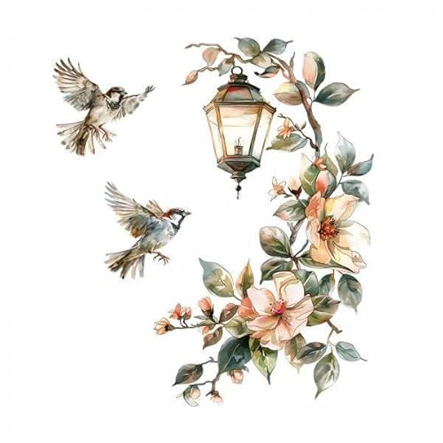 F Fityle 2X Wandaufkleber mit Blumen Und Vögeln, Florale Wandaufkleber, Wandposter, Wandbild, Tapete, Wanddekoration für Schlafzimmer, Küche, Büro, Badezimmer F Fityle 2X Wandaufkleber mit Blumen Und Vögeln, Florale Wandaufkleber, Wandposter, Wandbild, Tapete, Wanddekoration für Schlafzimmer, Küche, Büro, Badezimmer von F Fityle