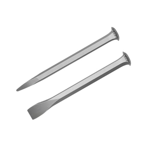 F Fityle 2er-Set Steinmetzmeißel Maurermeißel Karbonstahl Vielseitiges Zubehör für Fels Handmeißel Flach und Spitz, 250MM von F Fityle