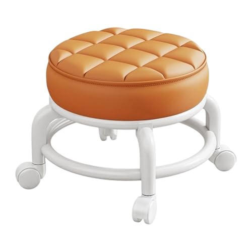 F Fityle 360 ° rotierender Rollschusterpediküre -Stuhl leicht zu bewegen universeller Drehkostern Schwenkstuhl für Salons Kitchen Friseur Shop, Orange von F Fityle