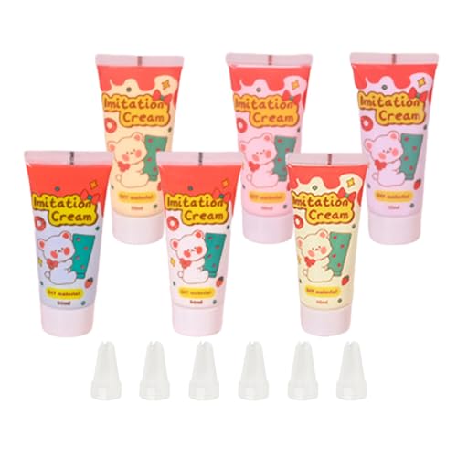 F Fityle 6 Stücke Simulation Whipped Cream Glue Set, Simulation Cream Glue, DIY Creme Kleber, Cream Glue Handyhüllen Set für DIY Dekorieren Telefonkasten Spiegel DIY Handgemachte Handwerk, Stil A von F Fityle