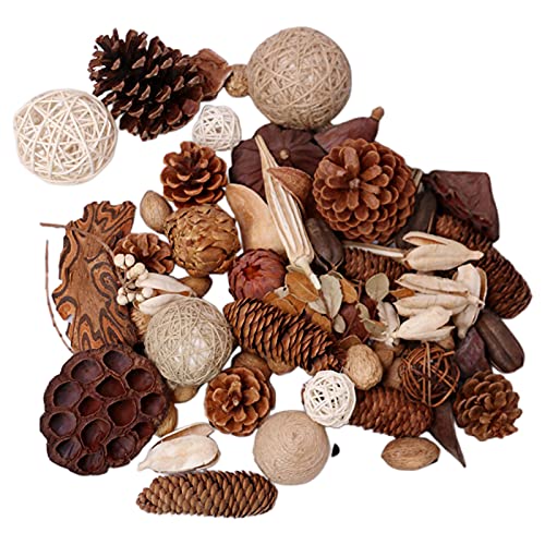 F Fityle Assorted Pine Cones Rustikal Lotus Seedpods Getrocknete Blätter Rattan Ball Home Blumenarrangement Weihnachten Ornamente von F Fityle