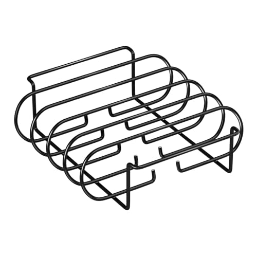 F Fityle BBQ Rib Rack Bratenständer Zubehör Ständerhalter Multifunktionaler Antihaft-BBQ-Grill für Gartenparty Hof Reisepicknick, Schwarz F Fityle BBQ Rib Rack Bratenständer Zubehör Ständerhalter Multifunktionaler Antihaft-BBQ-Grill für Gartenparty Hof Reisepicknick, Schwarz von F Fityle