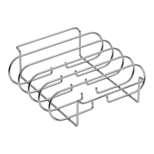 F Fityle BBQ Rib Rack Bratenständer Zubehör Ständerhalter Multifunktionaler Antihaft-BBQ-Grill für Gartenparty Hof Reisepicknick, Silber F Fityle BBQ Rib Rack Bratenständer Zubehör Ständerhalter Multifunktionaler Antihaft-BBQ-Grill für Gartenparty Hof Reisepicknick, Silber von F Fityle