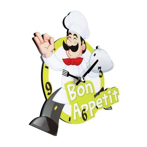 F Fityle Chef Shape Table Clock Chef Figur Schöne Uhr Nicht tickende stille Schreibtischuhr Schreibtischuhr für Mantel Wohnzimmer Schlafzimmer von F Fityle