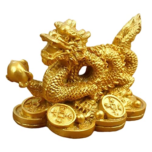 F Fityle Chinesische Drachenstatue, Skulptur, Erfolg, Einweihungsgeschenk, 8,9 x 4,1 x 5,1 cm, Gute, verheißungsvolle Tischplatte mit besonderer, Golden von F Fityle