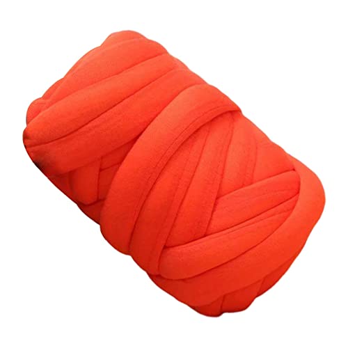 F Fityle Chunky Yarn Arm Knit Yarn Jumbo Tubular Yarn Handgestricktes Stricken 250 g Waschbares, weiches, voluminöses Garn für Makramee-Teppiche, Weben, Orange von F Fityle