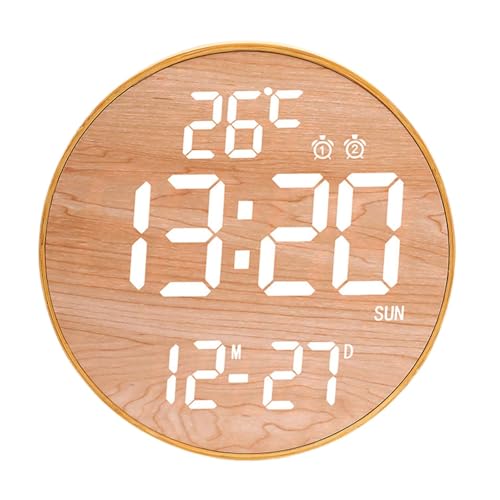 F Fityle Digitale Wanduhr, Datumsanzeige, Temperaturanzeige, moderner LED-Wecker für das Wohnzimmer zu Hause, Holzoberfläche, weißes Licht F Fityle Digitale Wanduhr, Datumsanzeige, Temperaturanzeige, moderner LED-Wecker für das Wohnzimmer zu Hause, Holzoberfläche, weißes Licht von F Fityle